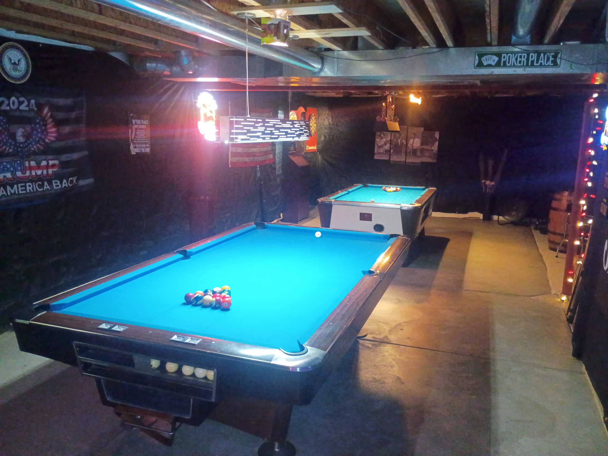 Wide view of the private pool room